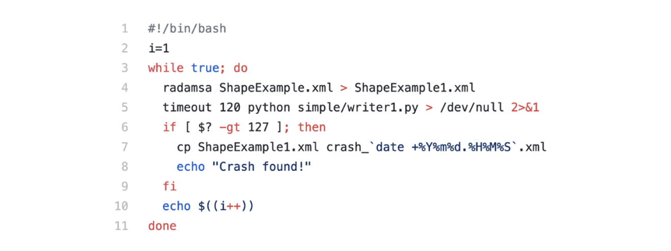A simple scripting of RADAMSA can lead to surprising results. Reproduced from .