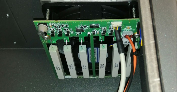 The energy-eater board. This component tends to overheat a fair bit and should generally be checked in case of failure for signs of degradation.
